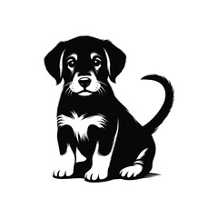 cute Illustration logo icon Puppy Silhouette Against a White Backdrop