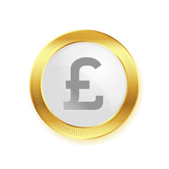 isolated english currency pound golden coin symbol