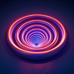 Fototapeta premium Mesmerizing neon concentric circles creating a deep visual tunnel 