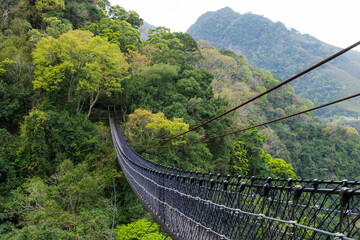 Suspension bridge in Xiao Wulai Skywalk in Taoyuan Tourism of Taiwan