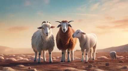Sheep in front of mosque - obrazy, fototapety, plakaty
