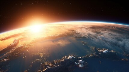 Fototapeta na wymiar planet earth with a spectacular sunset Generative AI