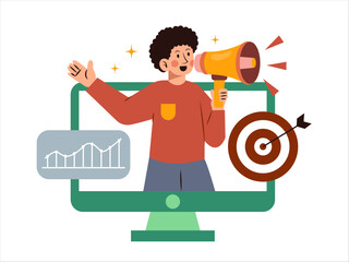 Marketing and Target Planning Illustration. Business and marketing concept illustration.