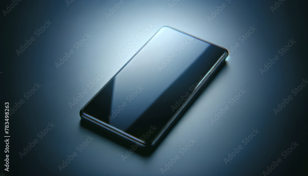 Aufkleber a smartphone with a blank screen on a dark blue background, ideal for a mockup or branding presentat