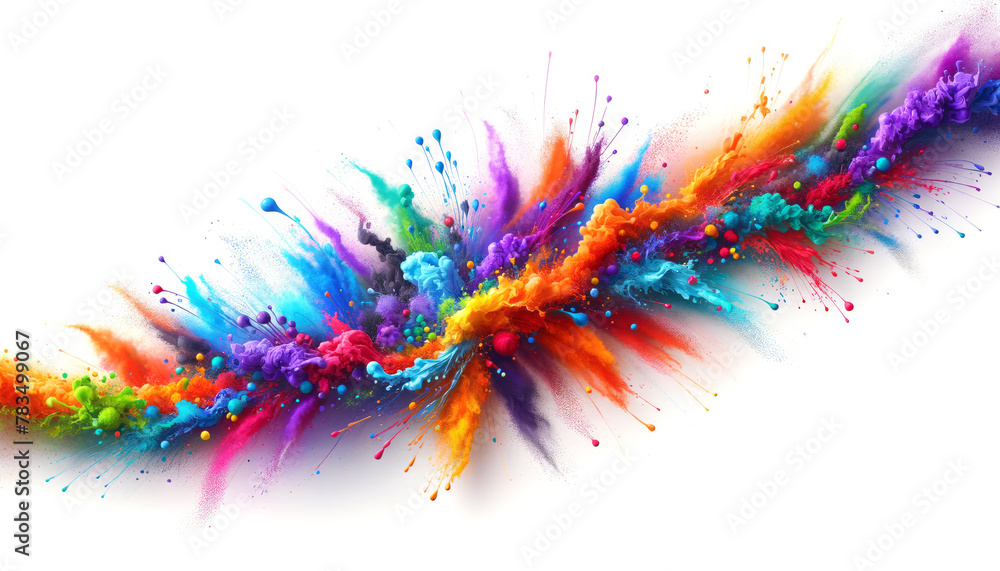 Poster colorful paint splash in motion across a white canvas. creativity and art concept. generative ai