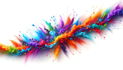 Colorful paint splash in motion across a white canvas. Creativity and art concept. Generative AI
