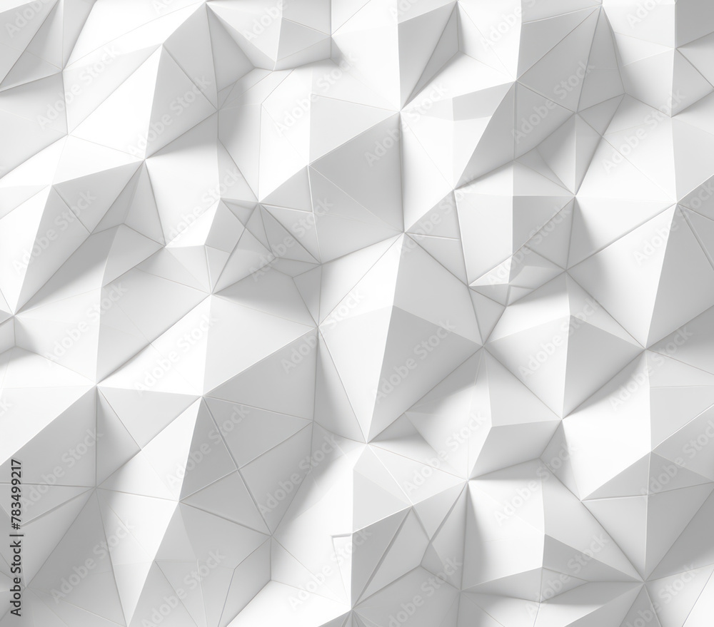 Poster an abstract, geometrical white pattern forming a modern 3d effect on a light background, creating a 