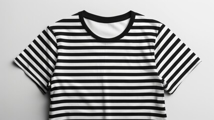 Blank mockup of a classic black and white striped Tshirt. .