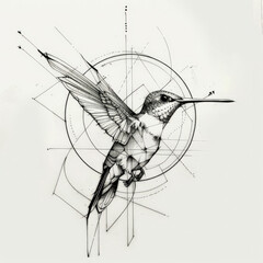 vector, bird, geometric, hummingbird, illustration, drawing, sketch, design, art, line, city, building, old, silhouette, power, symbol