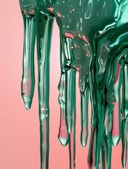 Abstract forms resembling melting icicles in shades of green and pink, Futuristic , Cyberpunk