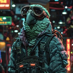 Steampunk Aviator: Dashing Parrot with Goggles