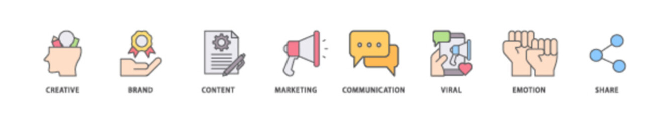 Storytelling icon packs for your design digital and printing of creative, brand, content, marketing, communication, viral, emotion, and share icon live stroke and easy to edit 