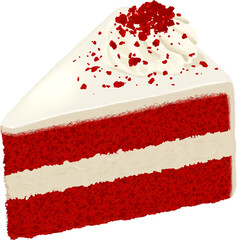 Food Illustration Clipart Red Velvet Slice Cake Transparent Background
