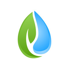 eco green leaf drop water logo