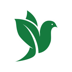 green leaf bird vector logo