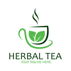 green tea cup vector logo