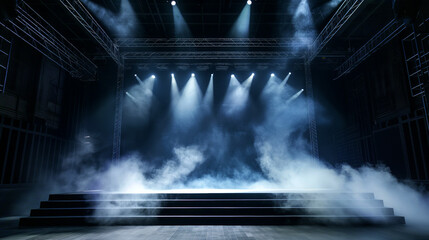 Empty background scene. Rays light in the smoke abstract dark background.  - obrazy, fototapety, plakaty