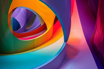 Curving, uric shapes blending seamlessly into a rainbow of colors, Futuristic , Cyberpunk