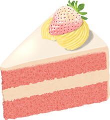 Food Illustration Clipart Strawberry Slice Cake Transparent Background