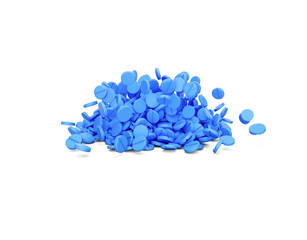 3d Blue Rounded Medical Pills Isolated On White Background Healthcare Concept 3d Illustration
