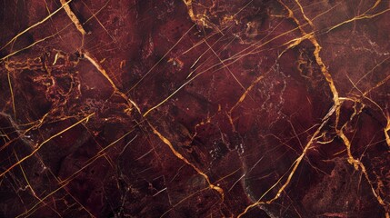 High-End Burgundy Marble Slab with Gilded Veins Close-up