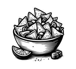 Mexican corn nachos chips hand drawn vector illustration