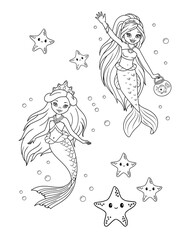Mermaid coloring paper