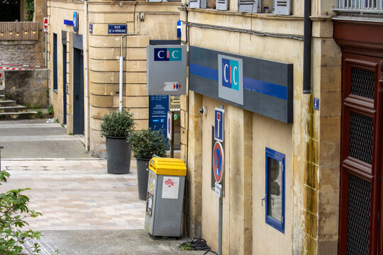 France, 07 April 2024: Urban Scene with CIC Bank Branch.