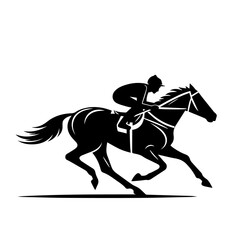 minimalist male Horse racing, vector silhouette running horse and jockey. front view Silhouette vector black color silhouette, Black color silhouette (3)