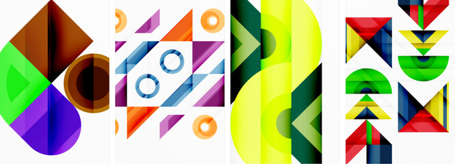 a set of colorful geometric shapes on a white background