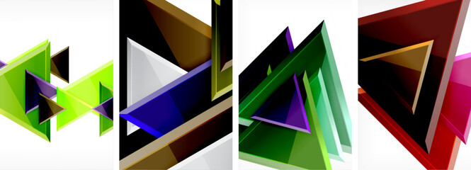 a collage of colorful triangles on a white background