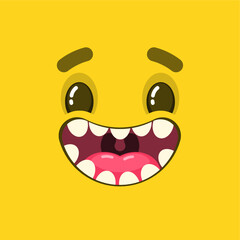 vector cartoon happy expression face. cute, monster
