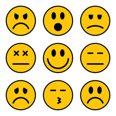 emoticon vector. happy, angry, sad