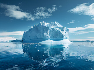 Antarctic sea iceberg floating for climate change and environmental conservation and ice melting and sea level due to ozone layer danger