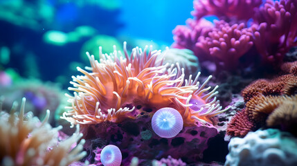 Fototapeta na wymiar Underwater beauty fish, coral, and multi colored sea life .Coral reef in the sea