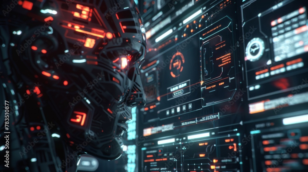 Poster AI (Artificial Intelligence) concept. Deep learning. GUI (Graphical User Interface).
