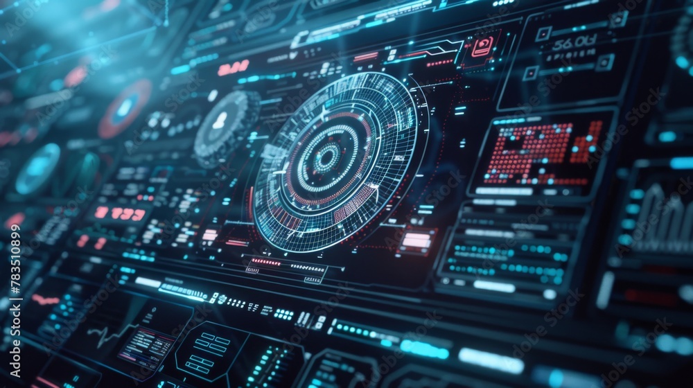 Poster AI (Artificial Intelligence) concept. Deep learning. GUI (Graphical User Interface).