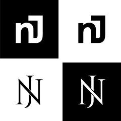 nj initial letter monogram logo design set