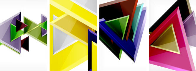 a collage of colorful triangles on a white background
