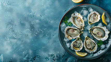 oysters with lemon , generative ai - obrazy, fototapety, plakaty