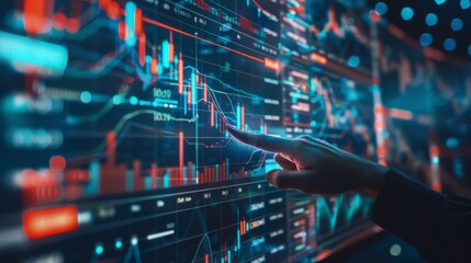 Obraz premium Businessman planning digital stock market analysis strategy showing positive technology chart powerful investment ideas exchange rate economy development stock growth and business success