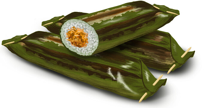 Food Illustration Clipart Malay Food called Kuih Pulut Panggang Transparent Background