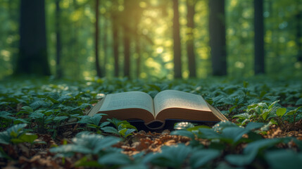 森の中に置かれた本