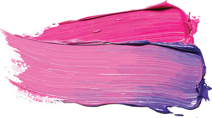3D Stock Vector of Thick Pink and Purple Acrylic Oil Paint Brush Stroke, Isolated on Transparent PNG Background.