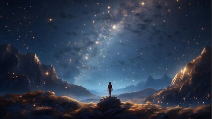 Obraz na płótnie Canvas A starry sky full with glittering stars creates a mystical, heavenly feeling.