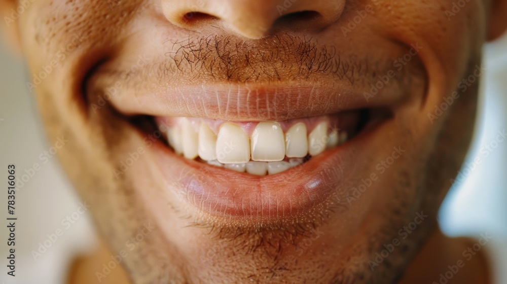 Poster the curve of a mans smile is small but sincere conveying a sense of calm contentment. .