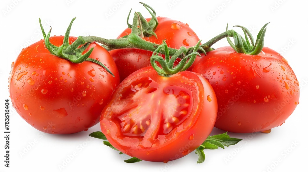 Poster tomatoes isolated on white background. with clipping path. full depth of field.