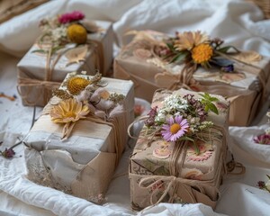 set of eco-friendly gift boxes made from recycled materials