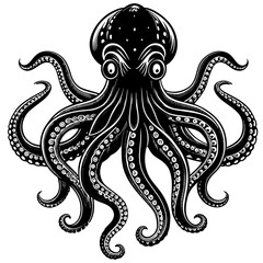 octopus silhouette vector art illustration