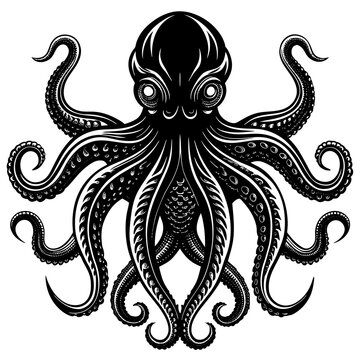recommend clip art: octopus silhouette vector art illustration